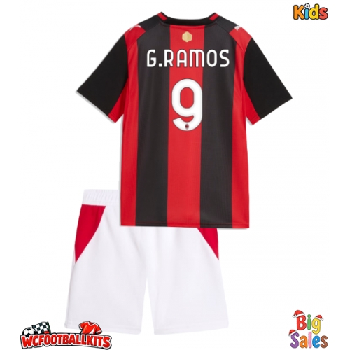 AC Milan Goncalo Ramos #9 Replica Home Stadium Kit for Kids 2026-27 Short Sleeve (+ pants)
